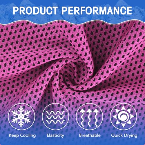 Hosuly 100 Pack Cooling Towels, 40"x12" Cooling Towels for Neck and Face Breathable Soft Chilly Sweat Rag Microfiber Sport Rags for Gym Yoga Golf Running - color: Rose Red