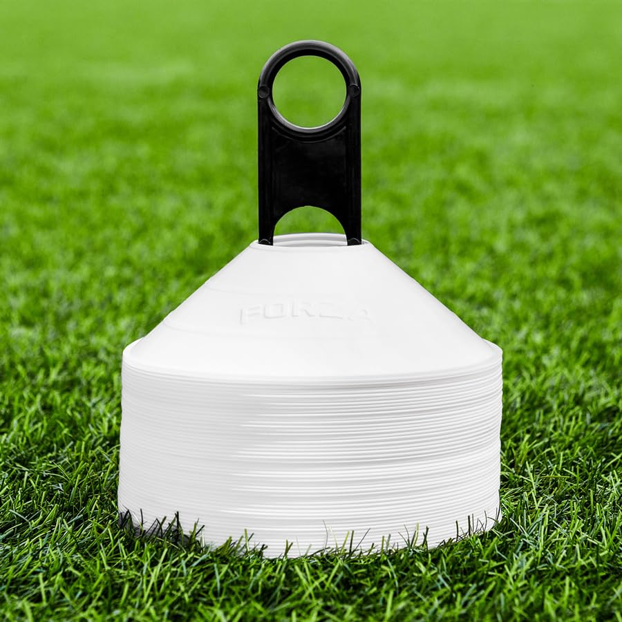 FORZA Multi-Sport Training Marker Cones | Pack of 50 or 1000 Soccer Cones in 8 Vibrant Colors - Durable Construction, Portability and Convenient Storage with Holder - color: White, size: Pack of 1000