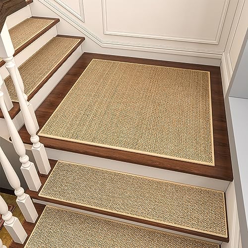 PADOOR Non Slip Stair-Treads Matching-Mat for Wooden Steps, Square Rubber Backing Non Slip Stair Landing Mat 30x30 inch - size: 30''x30'', style: Beige