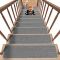PADOOR Non Slip Stair-Treads,Rubber Backing Stair-Runners for Wooden Steps,15PCS Residue Free Carpet Stair Treads for Kids and Dogs 8"x30" Grey - size: 15PCS, style: Grey