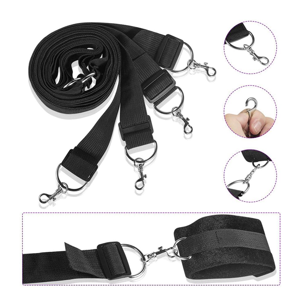 Sex Resistance Bands Bed Restraints for Ankles and Wrist Bar Straps for King Queen Sized Bed Under Bed Women Men Sex Sexy Fuzzy Handcuffs Hand Cuff Set for Adults Grownups Bedroom Bracelets Sweater