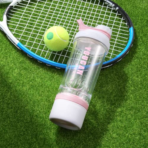 21oz Protein Shaker Bottle with Powder Storage Container-Shaker Cups for Protein Shakes-pre workout bottle-Mixer Cup-Gym Sport Water Bottle -Made with Tritan BPA Free,with Wire Whisk Balls,Pink - color: Pink