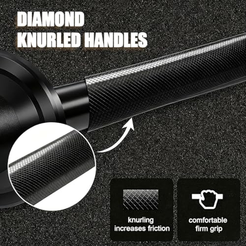 Olympic Barbell Bar 4FT, 350LB Straight Weight Lifting Bar, Fits 2-Inch Olympic Plates, Rotating Sleeves, 2 Spring Collars, Knurled Strength Training Bar for Home Gym - color: Black Barbell
