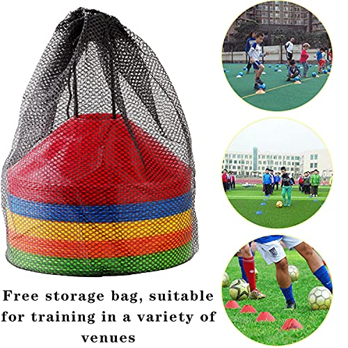 60/30 Pack Soccer Training Cones - Agility Cones with Carry Bag, Sturdy Disc Cones for Sports Training, Soccer, Football, Basketball, Indoor Outdoor Sports, Festive Events, Field Cone Markers - color: Multi-Color-30 Pack