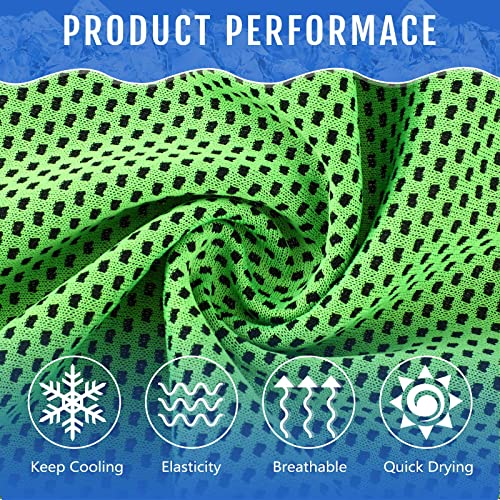 Hosuly 30 Pack Cooling Towels, 40"x12" Ice Breathable Soft Chilly Sweat Rag Microfiber Workout Rags for Gym Cooling Towels for Neck and Face for Yoga Golf Sport Running - color: Bright Green