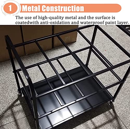 Large Yoga Mat Storage Cart with Wheels, Floor Metal Yoga Mat Holder Basket, Gym Foam Rollers Organizer, for Gym/Yoga Studio Hold 20 Exercise Mats - color: Black