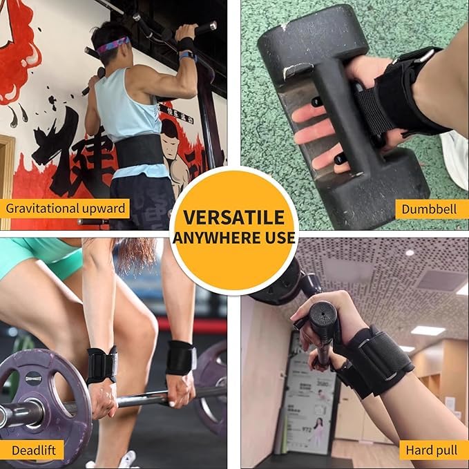 Gym Grips – A Pair of Weight Lifting Straps for Deadlifts, Barbell Rows, Pull-Ups & Strength Training | Powerlifting & Bodybuilding Workout Equipmen