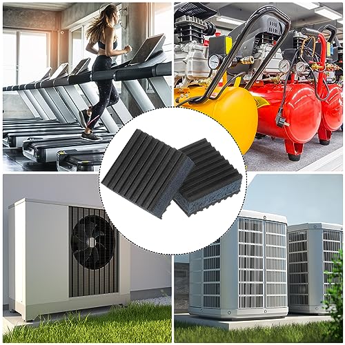 HARFINGTON 12pcs Rubber Anti Vibration Pads 2" x 2" x 7/8" Isolation Vibration Absorbing Pad Damping Mat Anti-Skid Noise with EVA Center for Air Compressor Conditioner Treadmill Washer