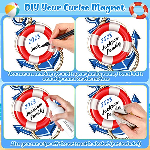 Sherr 2 Pcs Cruise Door Magnets for Cruise Ship Door Decorations with 3 Pcs Paint Pens Anchor Car Magnets Life Buoy Stickers Nautical Ship Fridge Refrigerator Decor for Carnival