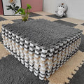 12 pcs Thickened Plush Interlocking Floor Mat 0.6" Thick- Fluffy Square Tiles with 12 Edgings Soft Anti-Slip Puzzle Area Rug Playmat for Room (11.8", Gray & Light Brown) - color: Gray & Light Brown