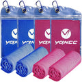 YQXCC 4 Pack Cooling Towels (40"x12"), Cool Neck Towel, Soft Breathable Microfiber for Gym, Yoga, Golf, Running, Camping & Summer Outdoor Activities - color: 2 Dark Blue + 2 Rose Red