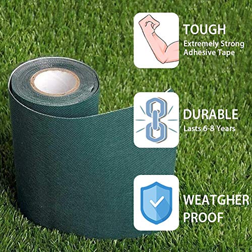 TYLife Artificial Grass Tape,Synthetic Turf Seaming Tape,Artificial Grass Seaming Tape for Lawn,Jointing Mat Rug,Connecting Fake Carpet,Garden Pet Rug,6" X 16' - size: 6InX16Ft(15cmX5m)
