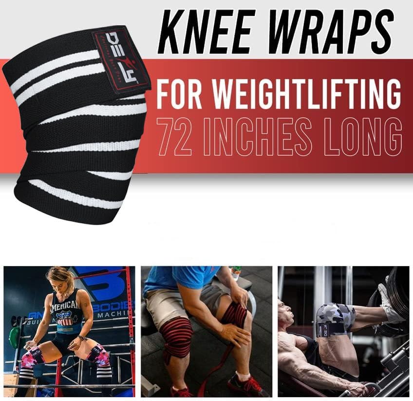 DEFY Knee Wraps for Weightlifting - Provides Knee Support for Powerlifting, Squats & Fitness Workouts - color: Black/White