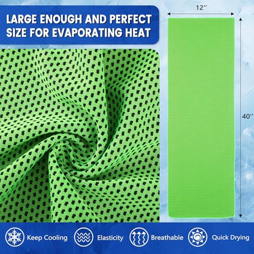 Hosuly 100 Pack Cooling Towels, 40"x12" Cooling Towels for Neck and Face Breathable Soft Chilly Sweat Rag Microfiber Sport Rags for Gym Yoga Golf Running - color: Bright Green