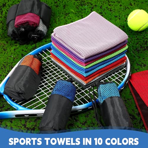 Peryiter 20 Pack Cooling Towels Bulk for Neck and Face Cooling Towel for Hot Weather Quick Dry Sweat Towel Soft Breath Portable with 20 Storage Bags for Gym Yoga Athletes Sports Fitness - size: 12 x 40 Inch