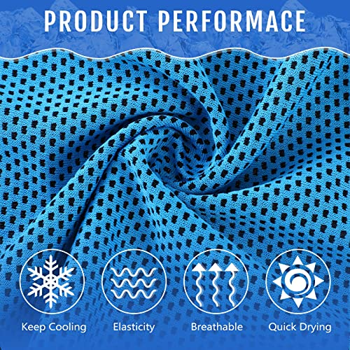 Hosuly 30 Pack Cooling Towels, 40"x12" Ice Breathable Soft Chilly Sweat Rag Microfiber Workout Rags for Gym Cooling Towels for Neck and Face for Yoga Golf Sport Running - color: Light Blue