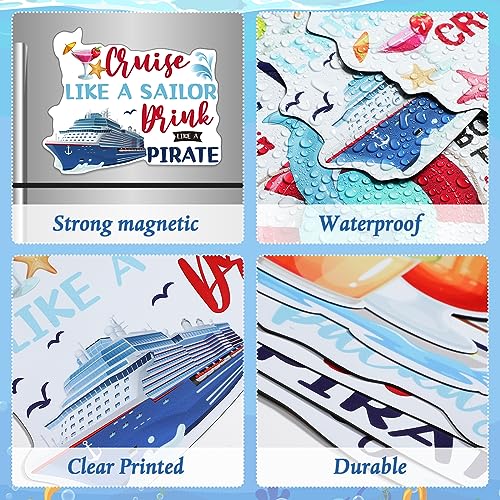 Kanayu 12 Pieces Cruise Door Magnets Decorations, Sea Navigation Ship Car Refrigerator Magnets Stickers Anchor Cruise Cabin Door Fridge Magnetic Decorations for Cabin Carnival Party(Stylish Style) - style: Stylish Style