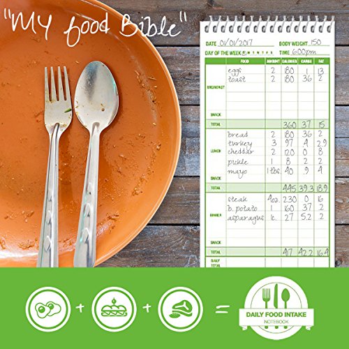 Portage Food Diet Journal - Notebook for Daily Food Intake with Template to Track Calories, a Diet Diary, Meal Tracker – 4 x 8 Inches, 70 Sheets, 140 Pages, (Pack of 3) - color: Diet Log
