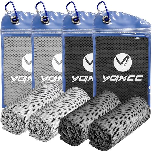 YQXCC 4 Pack Cooling Towels (40"x12"), Cool Neck Towel, Soft Breathable Microfiber for Gym, Yoga, Golf, Running, Camping & Summer Outdoor Activities - color: 2 Dark Gray + 2 Light Gray