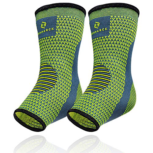 Benmarck Achilles Tendon Support Brace, Plantar Fasciitis Sock, Ankle Compression Sleeve For Running, Tendonitis and Flat Feet Relief - color: Fjord Blue