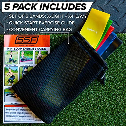 Serious Steel Fitness Mini Resistance Loop Bands | Rehab and Prehab Stretch Bands | 12" Exercise Workout Bands (Sets of 5 Pack and Sets of 10 Pack Trainer Options Available!) - color: 10" Mini Bands