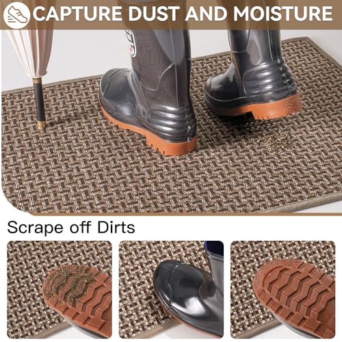 Indoor Door Mat 36x60 Dirt Resistant and Absorbent, Non-Slip Rubber Backing Floor Mats, Easy Clean Low-Profile Doormat for Entryway, Front Door, Inside Entrance Brown - color: A- Brown, size: 36"x60"