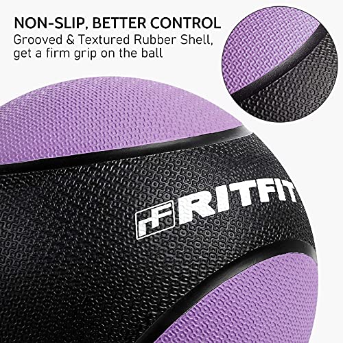 RitFit Weighted Medicine Ball - Non-Slip Rubber Shell & Dual Texture Grip - Workout Exercise Ball for Core Strength, Balance Training, Coordination Fitness - Multiple Weights & Colors - size: 10lb