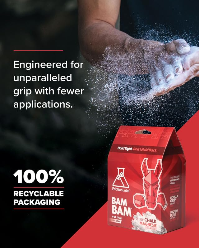 Friction Labs Premium Loose Climbing Chalk - High-Performance Hand Chalk with Superior Grip for Bouldering, Climbing, Weightlifting & More - Long Lasting & Skin Friendly Powdered Chalk - size: 2.5 oz/70.8 g - Loose Chalk, style: Super Chunky Texture - Bam