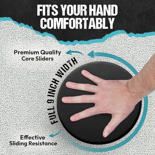 Gliding 9” Sliders for Working Out on Any Floor, 1 Pair + 4 Videos | The Original Exercise Gliders, Discs for Full Body Fitness, Pilates, Core, Physical Therapy and Resistance Workouts - color: Black