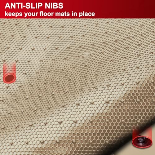 Fit 2006-2011 Honda Civic Coupe & Sedan Floor Mat IKON Style Beige | IKON MOTORSPORTS, Latex Rubber Custom Fit All Weather Easy Clean Interior Car Carpets Full Set 3 Pieces - color: Beige