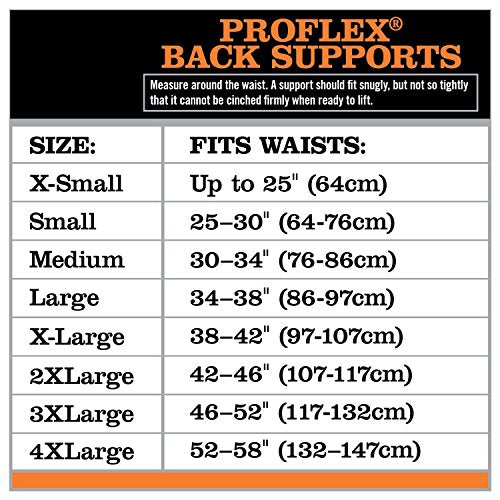 Ergodyne ProFlex 1650 Back Support Belt, 7.5" Elastic, Adjustable, Removeable Straps - size: X-Small (Pack of 1)