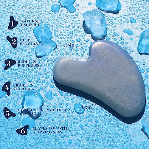 BAIMEI IcyMe Jade Face Roller & Gua Sha, Facial Beauty Roller Skin Care Tools, Self Care Gift for Men Women, Massager for Face, Eyes, Neck, Relieve Fine Lines and Wrinkles - Blue - color: Blue