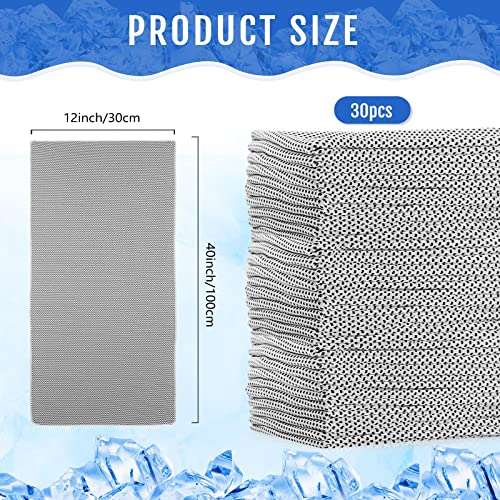 Hosuly 30 Pack Cooling Towels, 40"x12" Ice Breathable Soft Chilly Sweat Rag Microfiber Workout Rags for Gym Cooling Towels for Neck and Face for Yoga Golf Sport Running - color: Light Gray