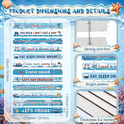 Thinkday Wooden Cruise Door Decorations Hanging Sign Large Ship Decor Banner Funny Boat Anchor Nautical Cabin Door Decor for Cruise Funny Travel Vacation Sign Accessories - color: Blue, style: Cruise Ship