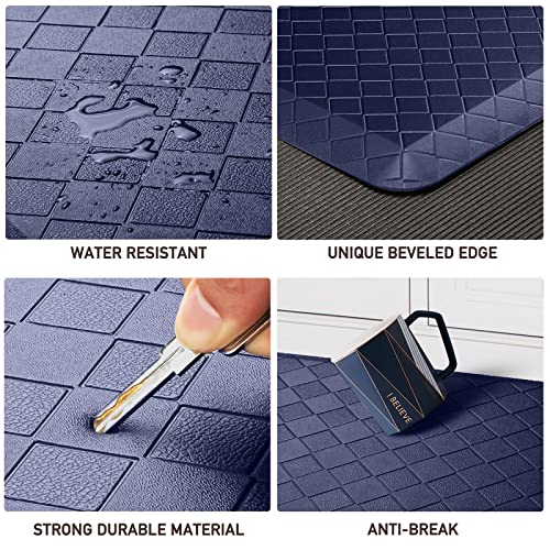 HappyTrends Kitchen Runner Rugs Anti-Fatigue mats - 4/5 Inch Thick Non Slip Waterproof Ergonomic Comfort Mat for Kitchen, Floor Home, Office, Sink, Laundry (17.3"x 28",Blue) - color: Blue, size: 28"L x 17.3"W x 0.8"Th