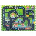 Foam Play Mat for Baby, Interlocking Foam Tiles, City Road Track Puzzle Mat 12 Pieces