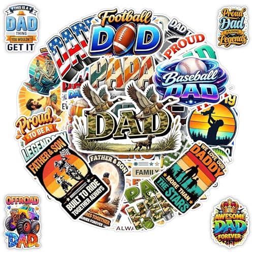 30 PCS Funny Dad Stickers Pack, Cute Durable Vinyl Decals, Fatherhood Waterproof Sticker, for Car Laptop Water Bottle Helmet Scrapbooking, Gifts for Adults Men Dads Grandpa Men Father's Day - color: Dad Stickers