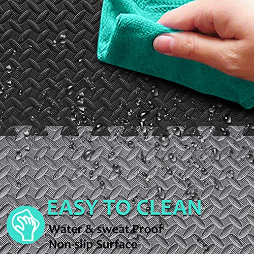 BEAUTYOVO Puzzle Exercise Mat with 12/24/48 Tiles Interlocking Foam Gym Mats, 24'' x 24'' EVA Foam Floor Tiles, Protective Flooring Mats for Gym Equipment - color: 48 Sq.ft/12 Tiles - Black & Gray