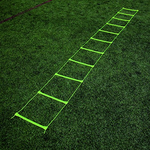 QUICKPLAY Agility Ladder - Adjustable Speed & Footwork Trainer | Flat anti-trip rungs, Change spacing per drill, Sprint & coordination work, Carry bag, Turf, grass or gym, All levels