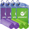 YQXCC 4 Pack Cooling Towels 40"x12", Cold Cool for Neck & Face | Cooling Neck Wraps, Soft Breathable Microfiber Chilly Towels, Ideal for Gym, Yoga, Golf, Running, Camping & Hot Weather - color: Purple*2 + Green*2