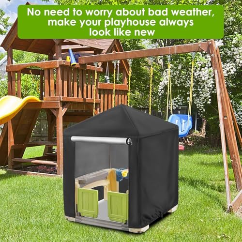 Outdoor Playhouse Cover for Outsunny Outdoor Kids Playhouse,Waterproof Kids Outside Play house Cover Outdoor Play Houses Covers for Kids - 45"L×50"W×54"H, Black - size: 50"L×45"W×54"H