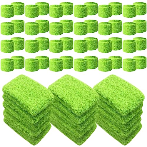 Lounsweer Wrist Sweatbands Bulk for Kids Adult Teams Sweat Bands Sports Wristband Athletic Neon Sweatbands for Football Basketball Tennis Running Gym Party Gifts - color: Green
