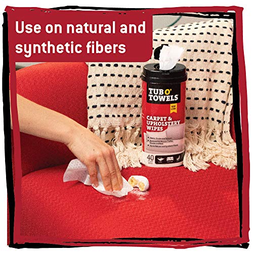 Tub O' Towels Carpet & Upholstery Cleaning Wipes 2 Pack – 7 x 8 Pre-Moistened Multi Surface Fabric Cleaning Wipes, 40 Count for Carpet, Rugs & Furniture - style: 2-Pack