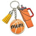 Women's Colorful Sports Ball Keyring Tassel Tumbler Charm Rugby Baseball Soccer Basketball Wooden Keychain Gifts - color: Basketball