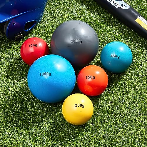Hungdao 6 Pcs Weighted Plyo Training Balls Variable Plyo Weighted Balls Practice Weighted Baseball Weighted Ball Set for Throwing Pitching Power Improving Accessories, 6 Colors - size: 3.5 to 70.5 Oz