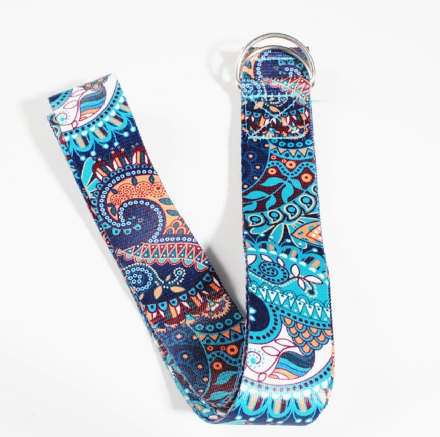 1Pcs Mandala Print Yoga Strap, 6ft Adjustable Stretch Belt with D-Ring, Polyester Fitness Band for Stretching, Pilates, Gym, Back Training and Physical Therapy