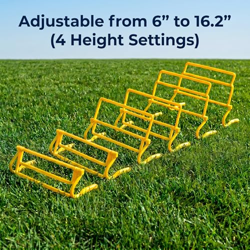 Japard 6 Pcs Adjustable Agility Hurdles, 4 Height Settings, Speed and Footwork Training Equipment for Soccer, Football, Basketball, Youth and Adults