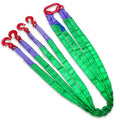 Four Leg Bridle Web Sling 7ft 6600lbs Lifting Slings with G80 Alloy Steel Grab Hooks Light Weight and Flexible Capacity Lifting Straps for Hoist Safe Towing and Handling of Cargo - size: 6600 lb / 7 ft