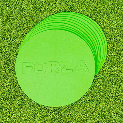 FORZA Flat Disc Markers | Brightly Colored Training Markers for Soccer & Outdoor Play – Available in Mini (Set of 20) or Standard (Set of 10) - color: Green, style: Standard (7in)