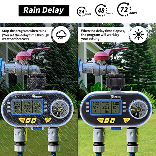 Sprinkler Timer,Outdoor Water Timer for Garden Hose, Programmable with Rain Dela Garden Electronic Irrigation Controller System Color Blue - style: 2 Outlet Water Timer